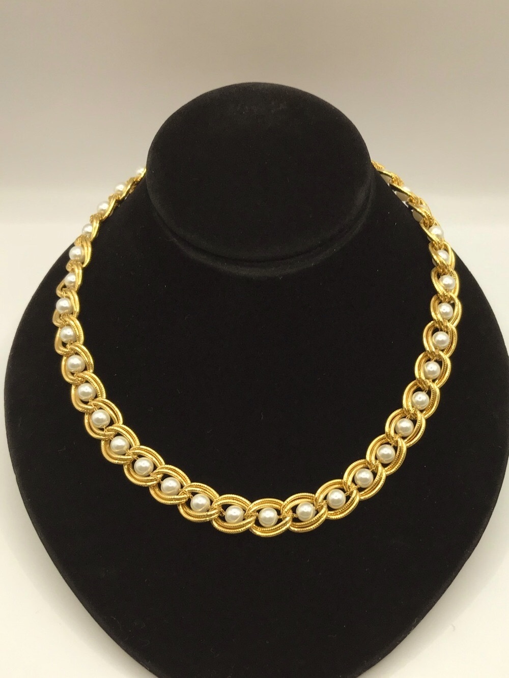 Gold-Tone & Faux Pearl Double Chain Link Necklace
